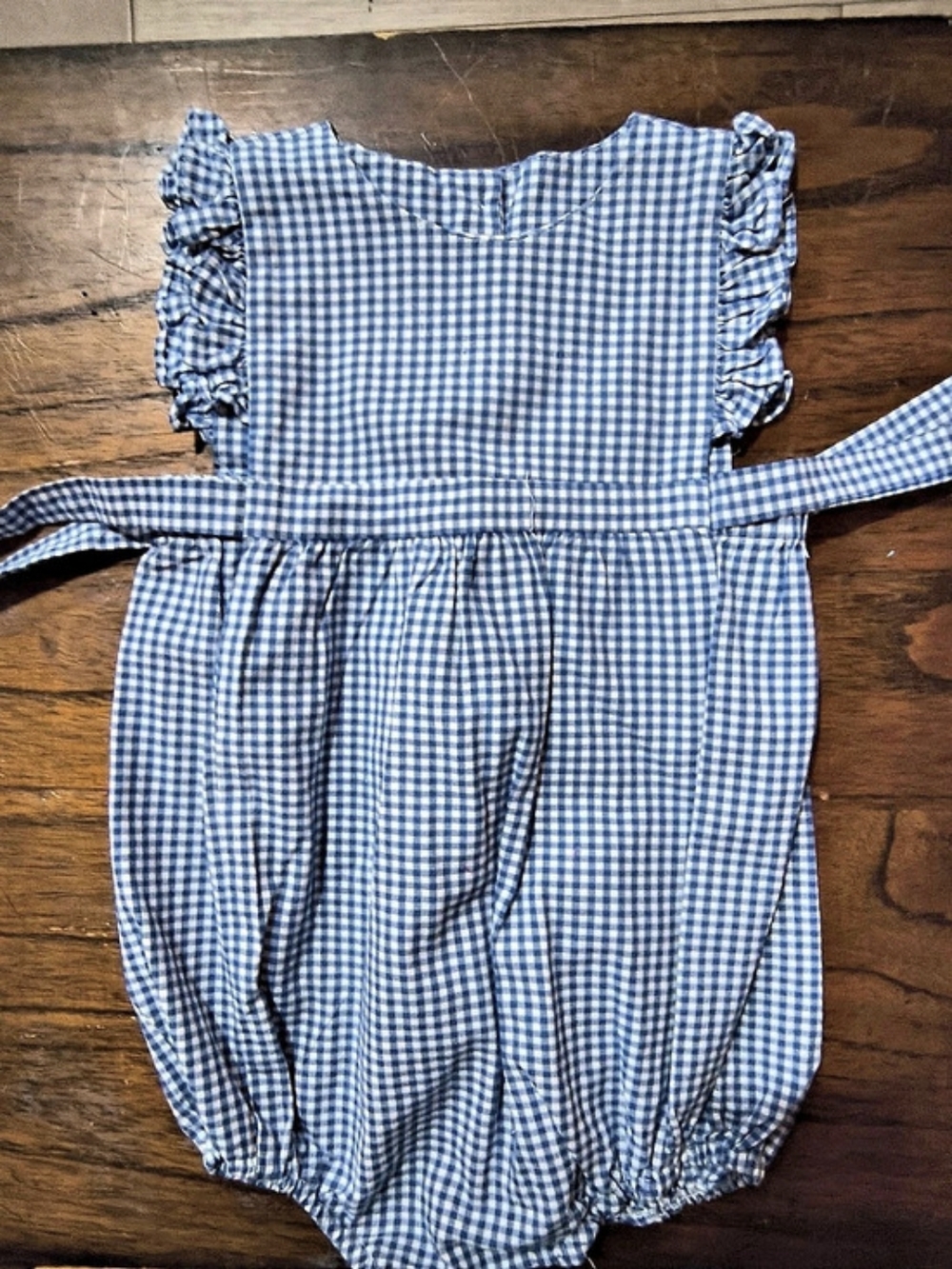 Kids Blue & White Gingham Romper